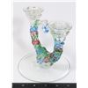 Image 2 : ANTIQUE COLOURED GLASS CANDLE HOLDER
