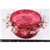 Image 2 : VINTAGE RED/ CLEAR GLASS DECORATIVE BOWL