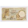 Image 1 : #101 WW2 FRENCH 100 CENT FRANCS PAPER MONEY