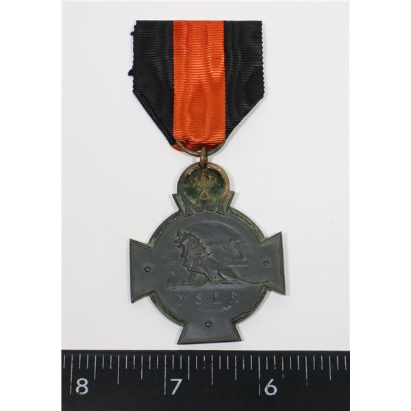 #200 RARE WW1 BELGIUM YSER CROSS MEDAL 1914 1918