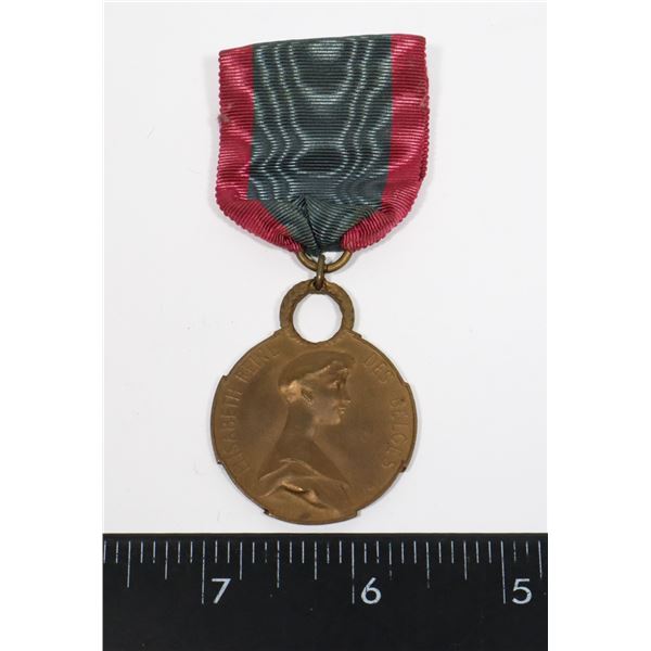 #201 WW1 BELGIUM QUEEN ELIZABETH MEDAL 1914 1916