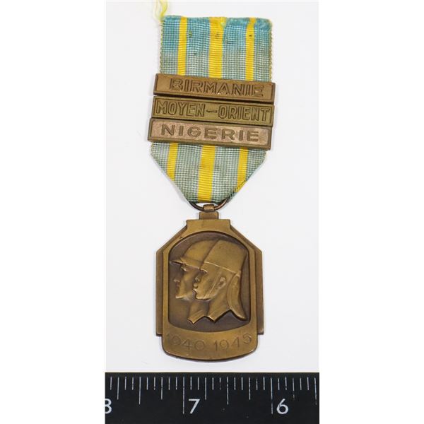 #203 WW2 BELGIUM AFRICA MEDAL W/ 3 CLASPS