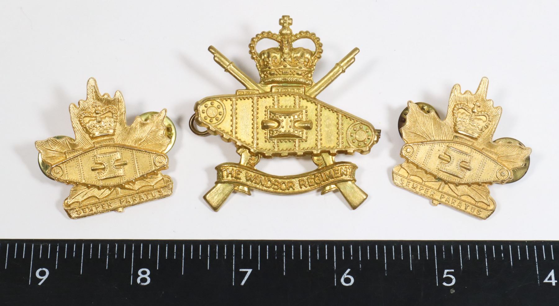 #300 WINDSOR REGIMENT RCAC TANK CAP BADGE COLLARS