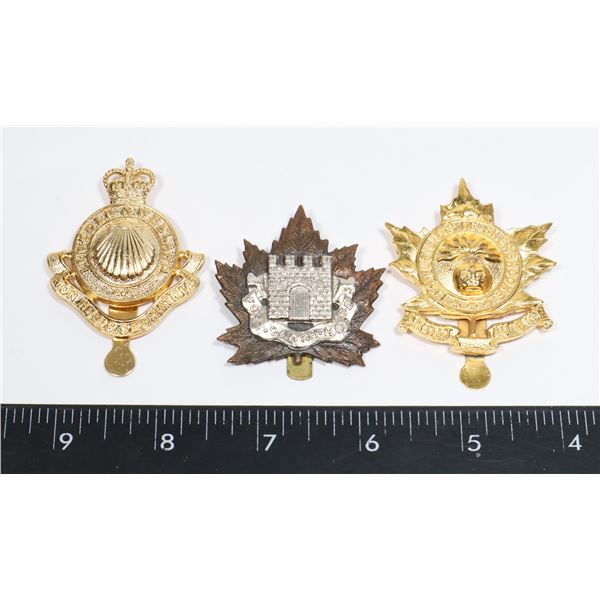 #324 LOT OF 3 CANADIAN CAP BADGES FORT GARRY HORSE