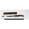 Image 1 : #1078 KNIFE W/ WOOD BRASS SCABBARD "LS" MARKED