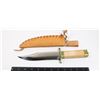 Image 1 : #1080 WOOD HANDLE LEATHER SCABBARD KNIFE