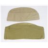 Image 1 : 1940'S-1950'S WEDGE CAP MILITARY TAN GREEN AND