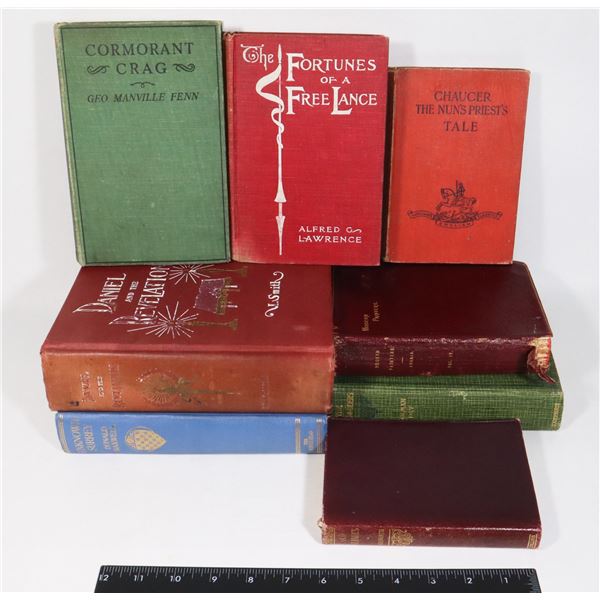 8 ASSORTED ANTIQUE BOOKS INCLUDES DANIEL AND THE