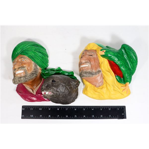 CHALKWARE ARABIC GENTLEMAN PARROT WALL ART SOLD W/