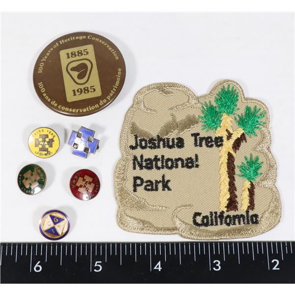 BUNDLE OF 6 VINTAGE PINS AND JOSHUA TREE NATIONAL