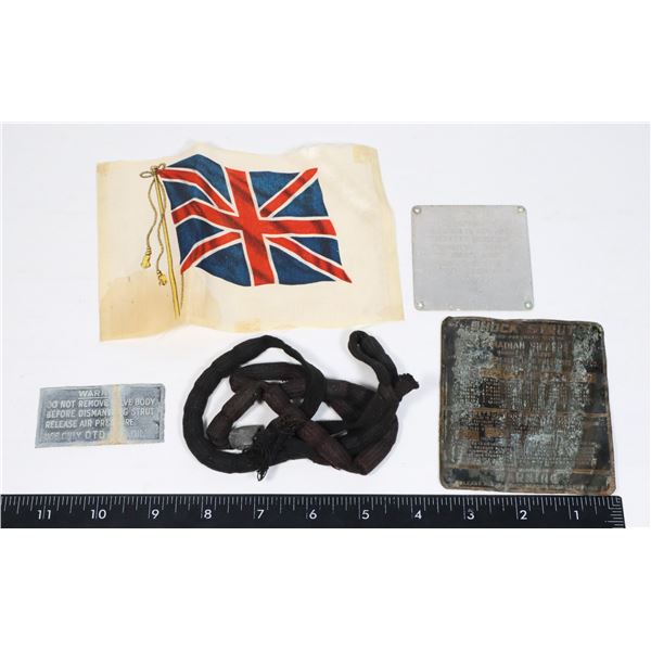 3 WW2 CANADIAN PLANE RELIC PIECES MAKER PLATE AND