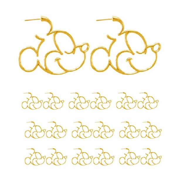 Qty 10 Pair New Fashion Mickey Mouse Gold-Tone Metal Pierced Earrings