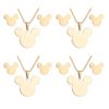 Image 1 : Qty 4 Sets New Fashion Mickey Mouse Gold-Tone Metal Necklace & Pierced Earrings