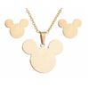Image 2 : Qty 4 Sets New Fashion Mickey Mouse Gold-Tone Metal Necklace & Pierced Earrings