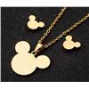 Image 3 : Qty 4 Sets New Fashion Mickey Mouse Gold-Tone Metal Necklace & Pierced Earrings