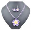 Image 8 : Qty 6 New Fimo Polymer Clay Plumeria Flower Necklace & Earrings Sets: Red, White, Blue, Purple, Pink