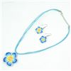 Image 3 : Qty 6 New Fimo Polymer Clay Plumeria Flower Necklace & Earrings Sets: Red, White, Blue, Purple, Pink