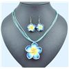 Image 2 : Qty 6 New Fimo Polymer Clay  Plumeria Flower Necklace & Earrings Sets: Reds & Blues