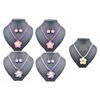 Image 1 : Qty 5 New Fimo Polymer Clay  Plumeria Flower Necklace & Earrings Sets: 2 Pink, 2 Purple, 1 White (mi