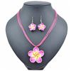 Image 2 : Qty 5 New Fimo Polymer Clay  Plumeria Flower Necklace & Earrings Sets: 2 Pink, 2 Purple, 1 White (mi