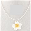 Image 7 : Qty 5 New Fimo Polymer Clay  Plumeria Flower Necklace & Earrings Sets: 2 Pink, 2 Purple, 1 White (mi