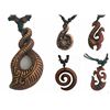 Image 1 : Qty 5 New Resin Faux-Wood Motif Fish Hook Necklaces w/ Adjustable String Chokers, Misc Designs