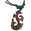 Image 2 : Qty 5 New Resin Faux-Wood Motif Fish Hook Necklaces w/ Adjustable String Chokers, Misc Designs