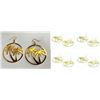 Image 1 : Qty 5 Pair Large Metal Gold-Tone Fashion Large Palm Tree Hoop Hook Pierced Earrings