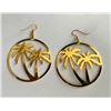 Image 3 : Qty 5 Pair Large Metal Gold-Tone Fashion Large Palm Tree Hoop Hook Pierced Earrings