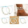 Image 1 : Qty 5 Faux Cowrey Shell & Turtle on Bead Anklets Pair Ankle Bracelets Adjustable