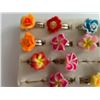 Image 2 : Qty 22 Girl's Plumeria Flower Rings w/ Adjustable Bands