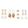 Image 1 : Qty 10 Pair Faux Shell Earrings w/ Gold-Tone & Silver-Tone Accents