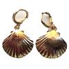 Image 2 : Qty 9 Pair Gold-Tone Shell Earrings: 5 Clamshells, 4 Conch Dangles