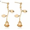 Image 2 : Qty 10 Pair Floral Gold-Tone Earrings: 6 Roses, 2 Black Bead, 2 Bows