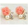 Image 2 : Qty 10 Pair Floral Gold-Tone Earrings: 5 Roses, 5 Reversible Floral & Clear Stones