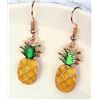 Image 2 : Qty 7 Pair Gold-Tone Pineapple Hook Earrings w/ Enamel Accents