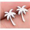 Image 3 : Qty 8 Metal Silver-Tone Small Palm Tree Stud Pierced Earrings