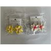 Image 3 : Qty 6 Plumeria Flower Fimo Polymer Clay Pierced Hook Dangle Earrings (approx. 1.25" dia), Misc Color
