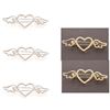 Image 1 : Qty 5 Girl's Hearts w/ Wings Barettes: 2 Gold-Tone, 3 Silver-Tone
