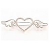Image 2 : Qty 5 Girl's Hearts w/ Wings Barettes: 2 Gold-Tone, 3 Silver-Tone