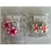 Image 2 : Qty 6 Plumeria Flower Fimo Polymer Clay Pierced Hook Dangle Earrings (approx. 1.25" dia), Misc Color