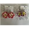 Image 3 : Qty 6 Plumeria Flower Fimo Polymer Clay Pierced Hook Dangle Earrings (approx. 1.25" dia), Misc Color