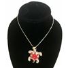 Image 2 : Qty 4 Island Reflections Turtle Pendants on 18" Silver-Tone Chain Necklaces: 3 Red Stones & 1 Black 
