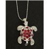 Image 4 : Qty 4 Island Reflections Turtle Pendants on 18" Silver-Tone Chain Necklaces: 3 Red Stones & 1 Black 