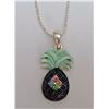 Image 3 : Qty 3 Island Reflections Black Pineapple Pendants on 18" Silver-Tone Chain Necklaces