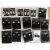 Image 1 : Qty 16 Pair Costume Stud Pierced Earrings: Stones, Flowers, Hearts, etc