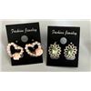 Image 2 : Qty 16 Pair Costume Stud Pierced Earrings: Stones, Flowers, Hearts, etc