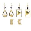 Image 1 : Qty 3 Pair Gold-Tone Hawaiian Earrings: Barrel, Hibiscus & Bird of Paradise (approx. 3"L)