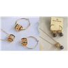 Image 1 : Qty 2 Gold-Tone Barrel w/ Floral Design Hoop Pierced Earring & Necklace Sets (1 w/ Black Pearl Beads