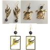 Image 1 : Qty 3 Pair Gold-Tone Hawaiian Earrings: Honu Turtle, Leaf & Bird of Paradise (approx. 3"L)